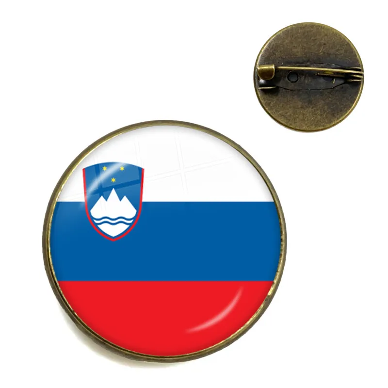 Национальный флаг Стеклянная брошь из кабошона Корея, сербиа, Россия, Словения, Аргентина, США, Турция, Испания, Доминика воротник булавки подарок - Окраска металла: 8