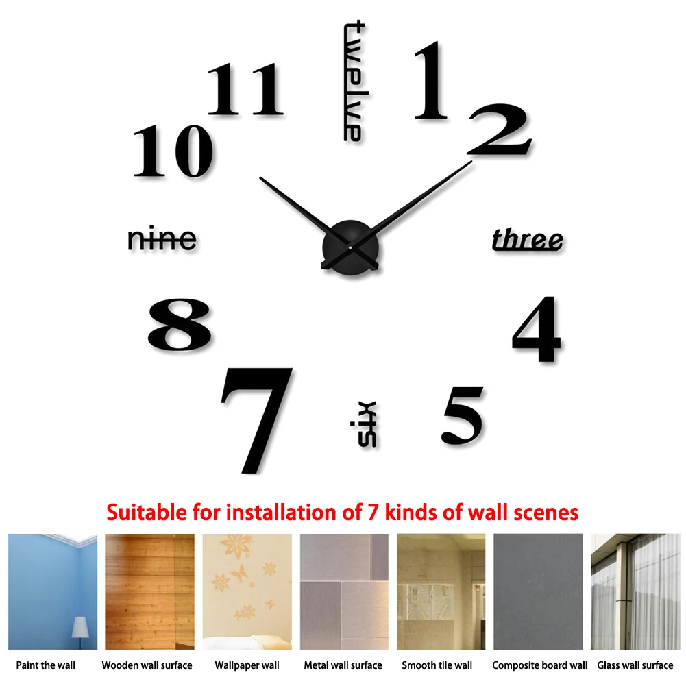 Новые Настенные Часы Horloge 3d Diy акриловые зеркальные наклейки бесшумный домашний