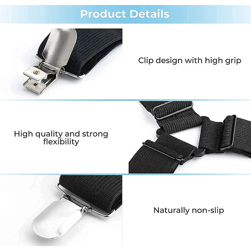 Bed Sheet Holder Straps Adjustable Elastic Crisscross Fasteners Suspenders Stays Clip | Дом и сад