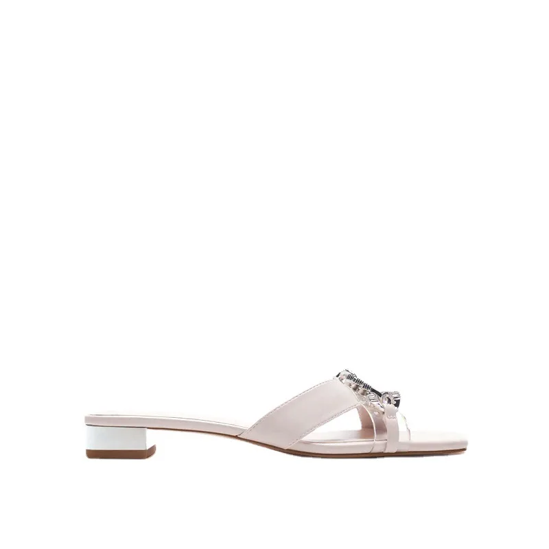 

Rivet Female Shoes Square Toe Cross-Tied Low Ladies' Slippers 2021 Flat Scandals Slingbacks Rubber Slides Fabric Metal Decoratio