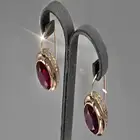 1 пара, женские серьги с красными бриллиантами