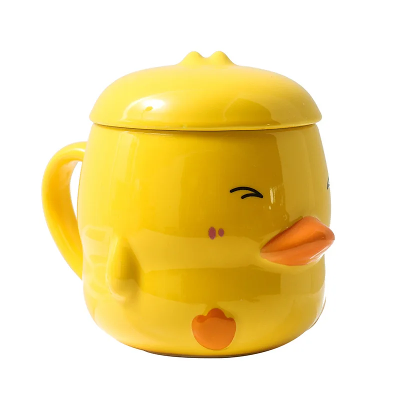 

400ML Cute Cartoon Duck Ceramic Mug 3D Yellow Duck Coffee Cup Korean Style Ladies Office Mug Children Milk Breakfast Cups