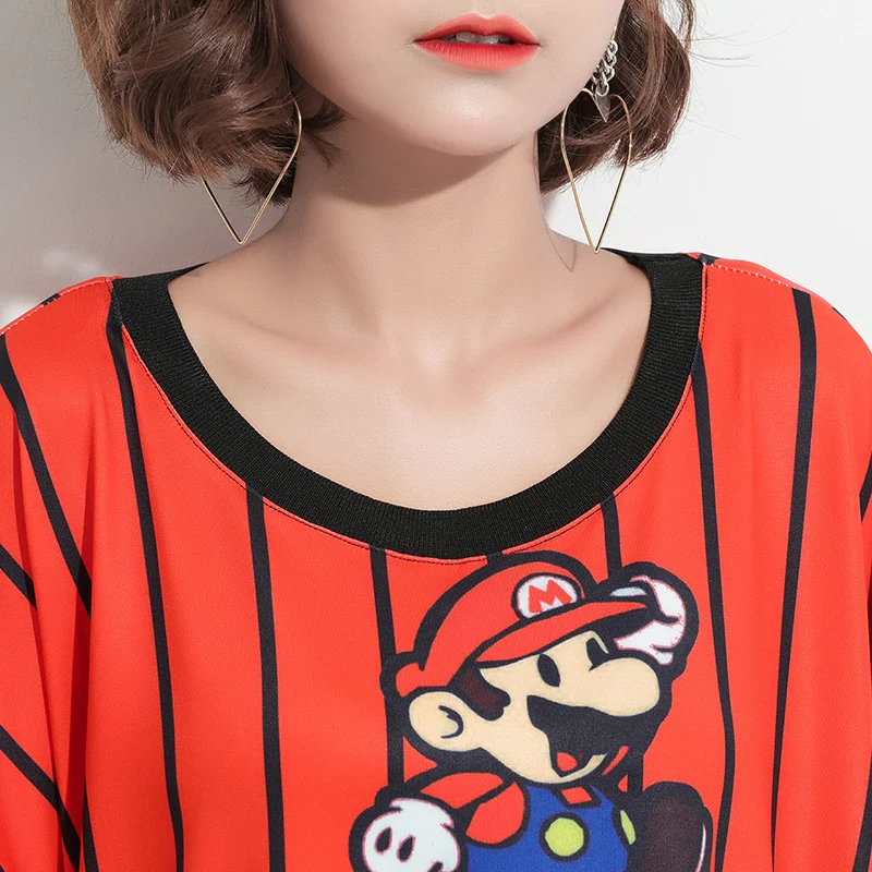 2019 летние женские футболки с принтом Супер Марио большие размеры дизайнерская