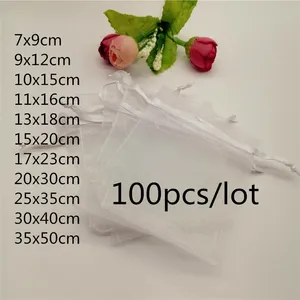 Мешочки для ювелирных изделий из органзы, 7x9, 10x15, 20x30 см, 100 шт.