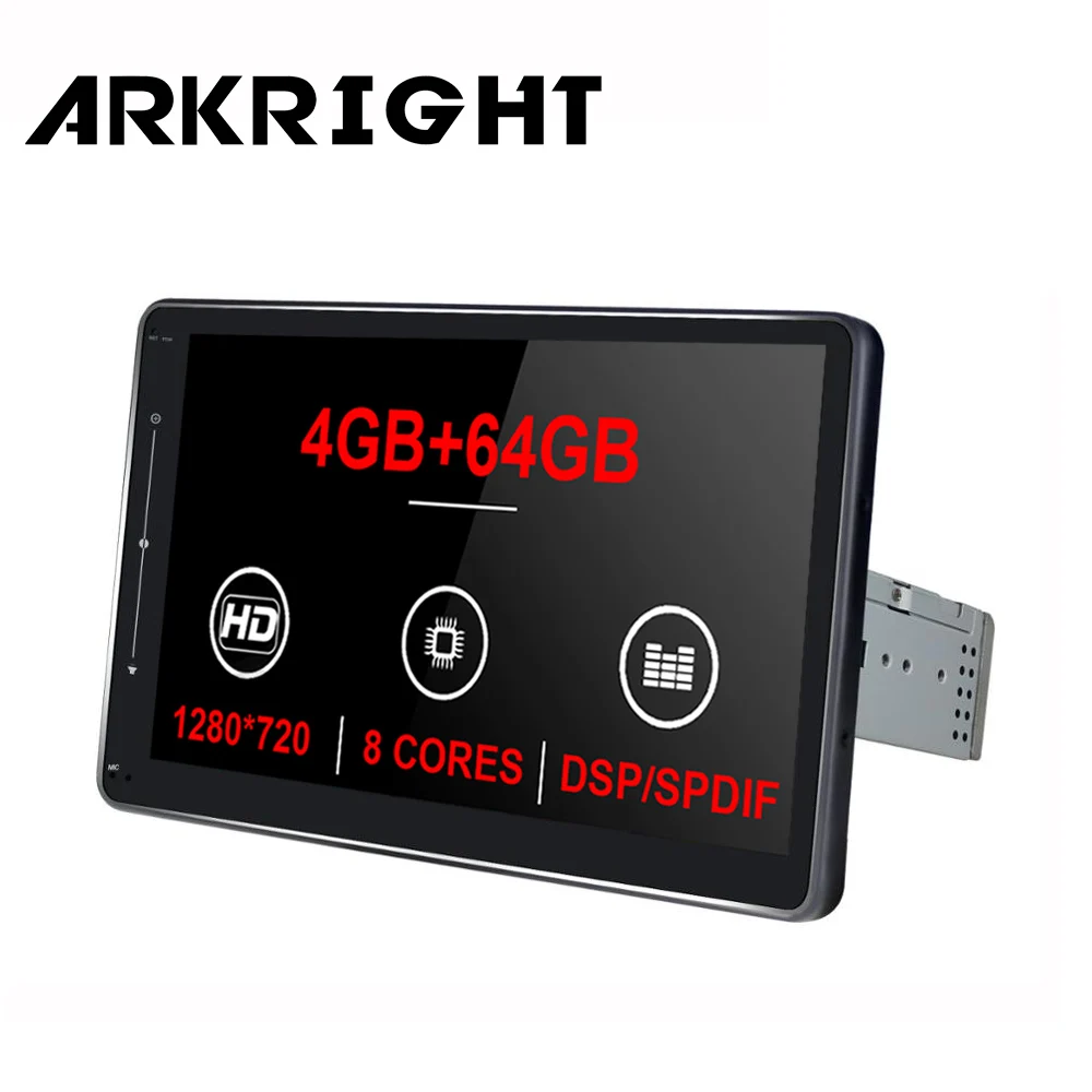Автомобильный радиоприемник ARKRIGHT 1280*720 10 дюймов 1 Din Android 4 ГБ 64 8 ядер автомобильное