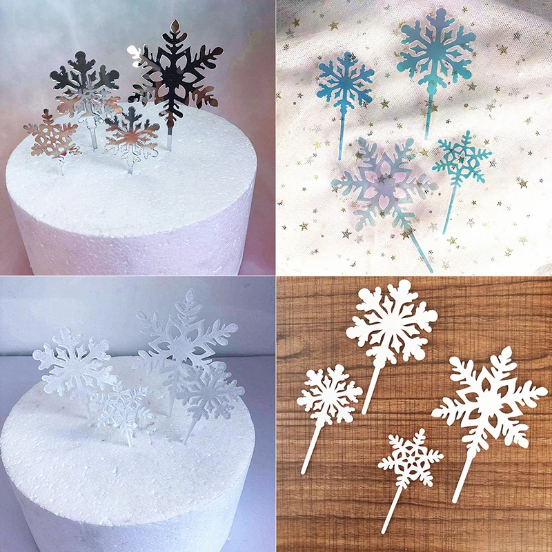 Новинка Лидер продаж! 4Pcs Торт Снежинка фигурки жениха и невесты Зимние