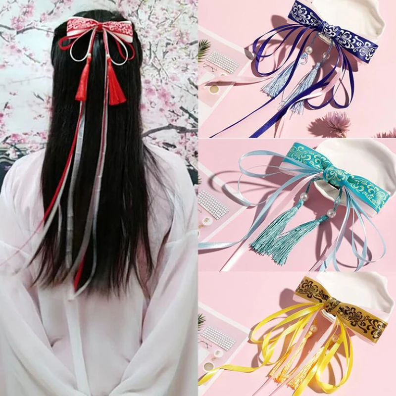 

Ribbon Hairpin Tassels Hair Clip Cosplay For Hanfu Handwork Hair Accessories Cute Girl Daily Cos Props Hanfu Hair Pins