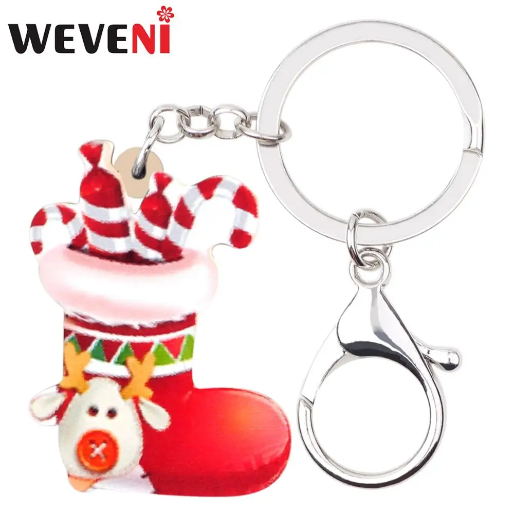 WEVENI Акрил Рождество олень Лось носок обувь конфеты тростника цепочки кольца для