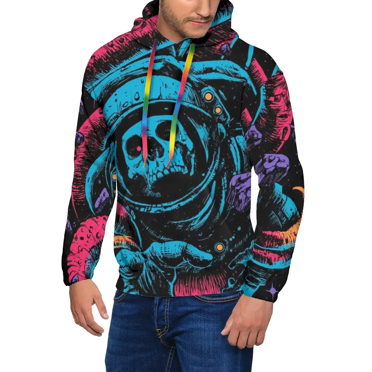

Lost Halloween Hoodies Skeleton Octopus Polyester Outdoor Pullover Hoodie Long Sleeve Nice Autumn Hoodie Over Size Mens
