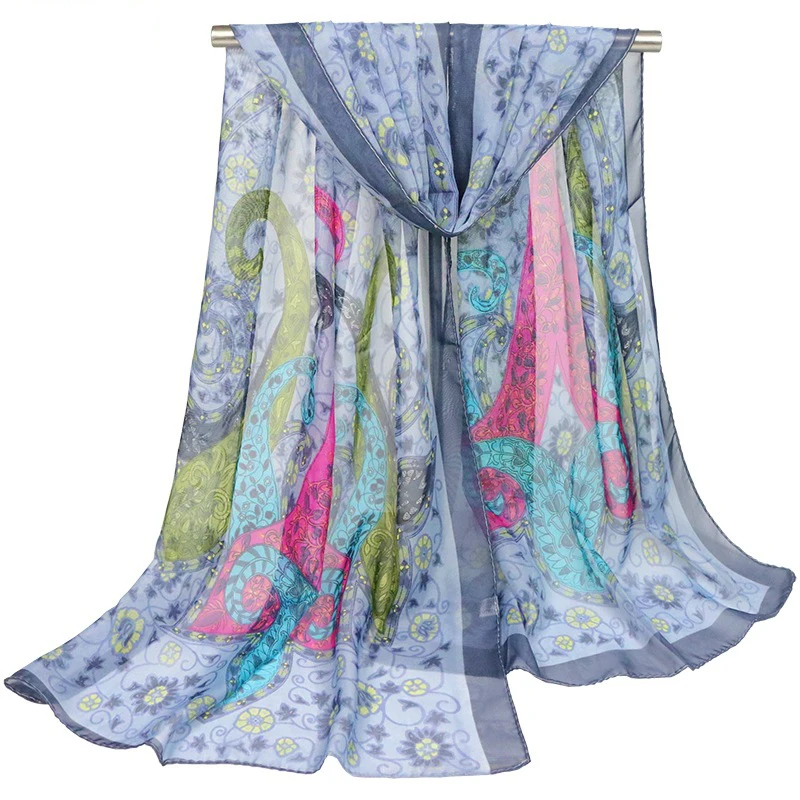 Новый шифоновый шарф женский весна или осень зима лето с принтом персональный