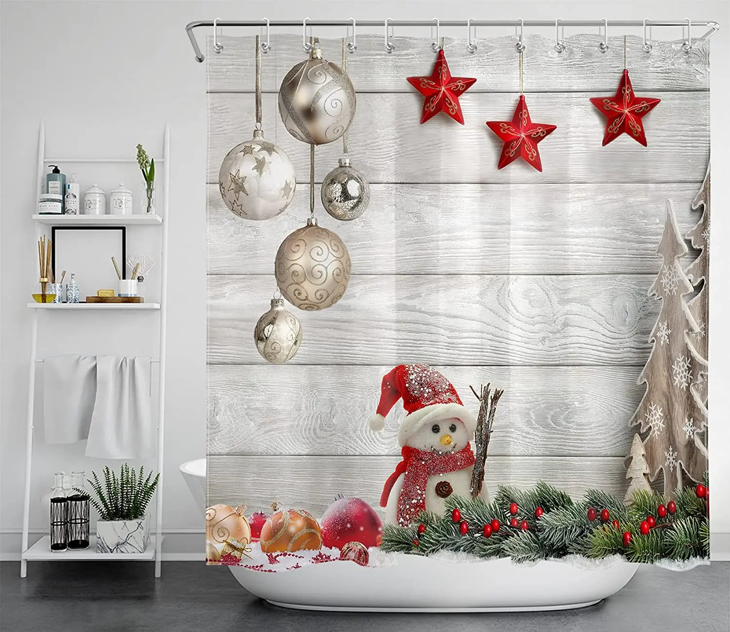 

Занавеска для душа с надписью «Merry Christmas»
