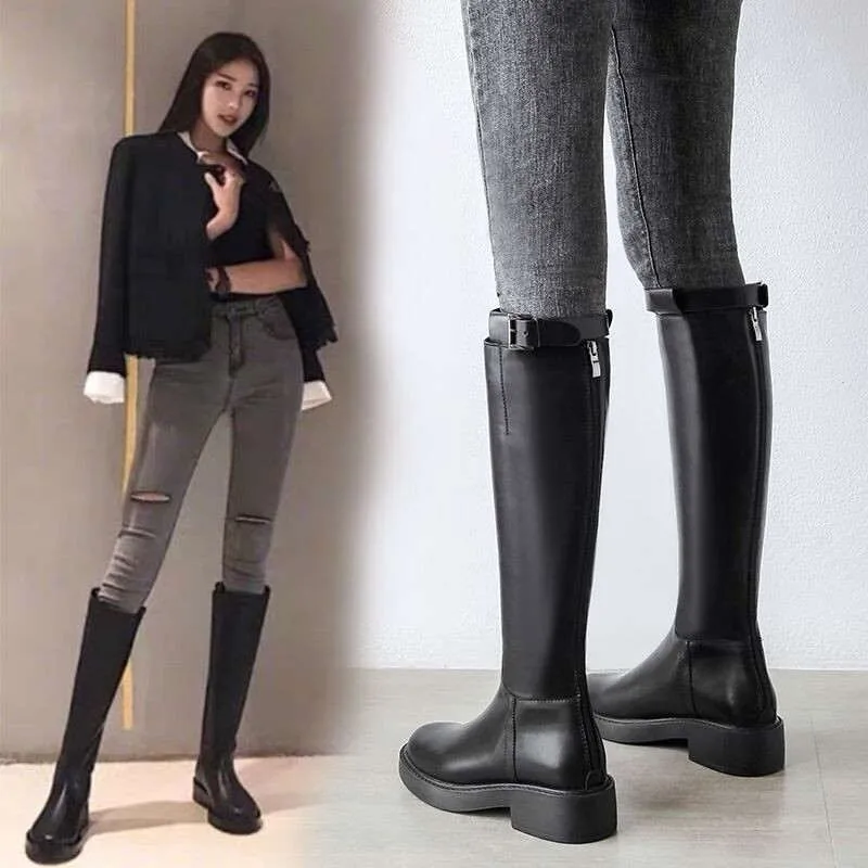 

2022 New Knee-length Women's Long-sleeved Shoes Classic Fashion Spring And Autumn Models Short Plush Women's Boots Knight Shoes