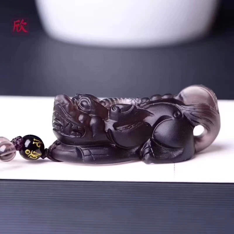 Surper ледяной сорт обсидиановый амулет счастливая собака кулон PI Xiu чудовище бисер