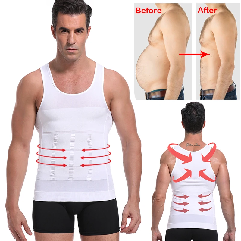 Men Body Shapers Tight Skinny Sleeveless Shirt Fitness Waist Trainer Elastic Beauty Abdomen Tank Tops Slimming Boobs Gym Vest