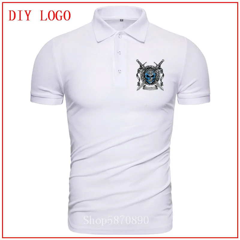 Мужская хлопковая рубашка-поло с коротким рукавом принтом | одежда