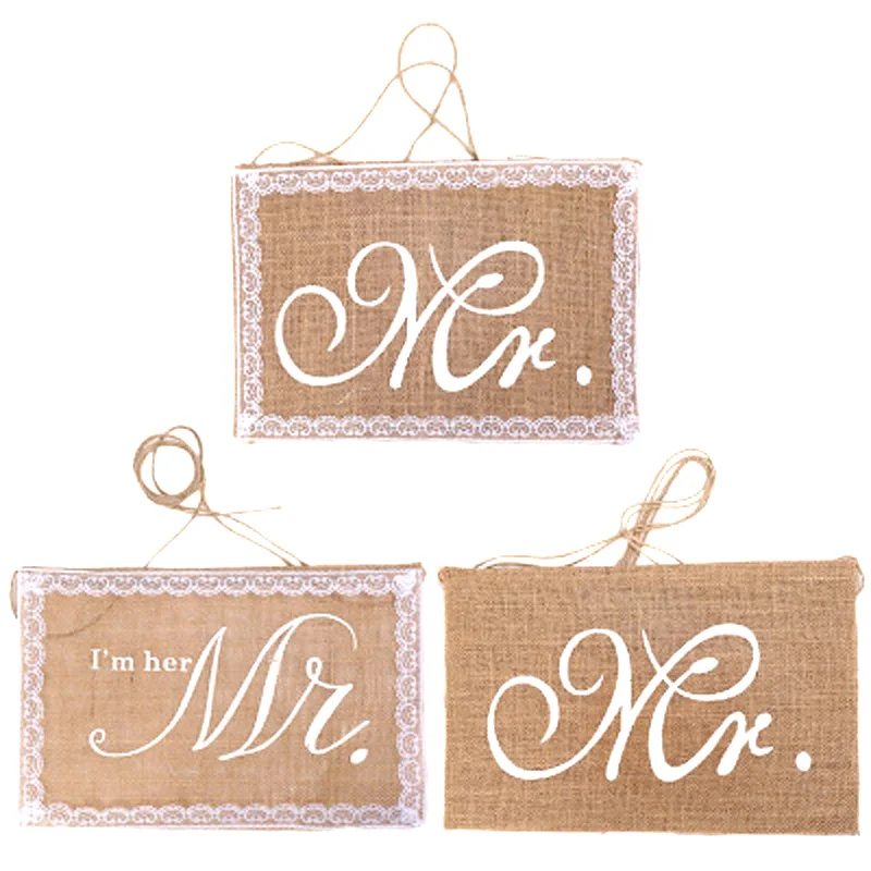 23x3 6 см/комплект джутовая Мешковина искусственная кожа мистер жениха невесты