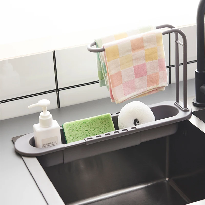 

Sponge Holder Kitchen Sink Basket Gadget Black Towel Soap Storage Sinks Bathroom Organizer Cocina Accesorio Home Improvement YQ