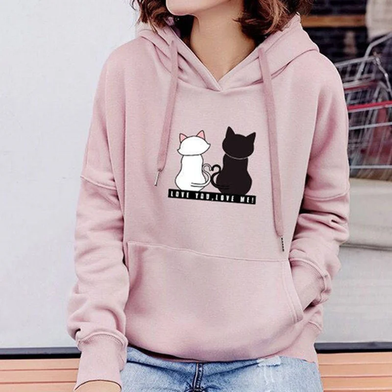 

Hoodies Women Autumn Cat Print Women Hoodies Women Long Sleeve Tops Hoodies Mujer Warm Winter Jacket Women Tracksuit