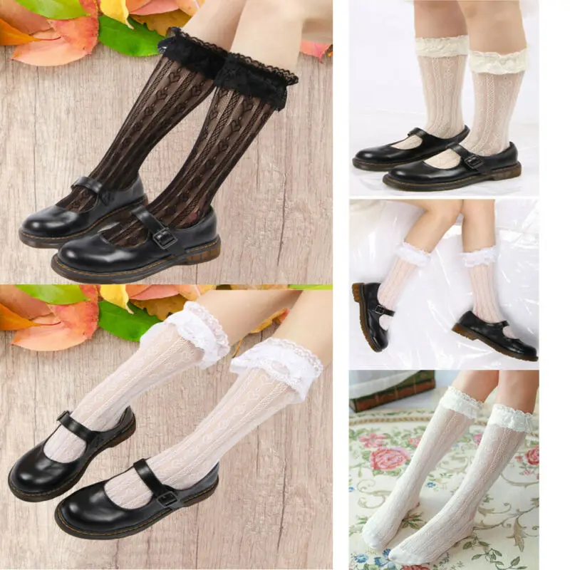 Милые кружевные носки для девочек в стиле &quotЛолита&quot с цветочным принтом