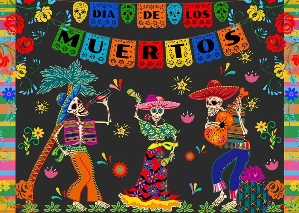 Каписко День мертвых фон мексиканский Сахар Череп фотография Фон Dia DE Los Muertos