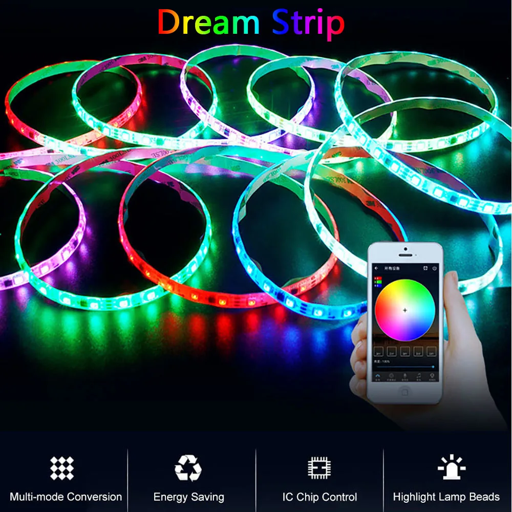 Bluetooth Мечта RGB Светодиодные ленты DC 12V Светодиодный светильник индивидуально