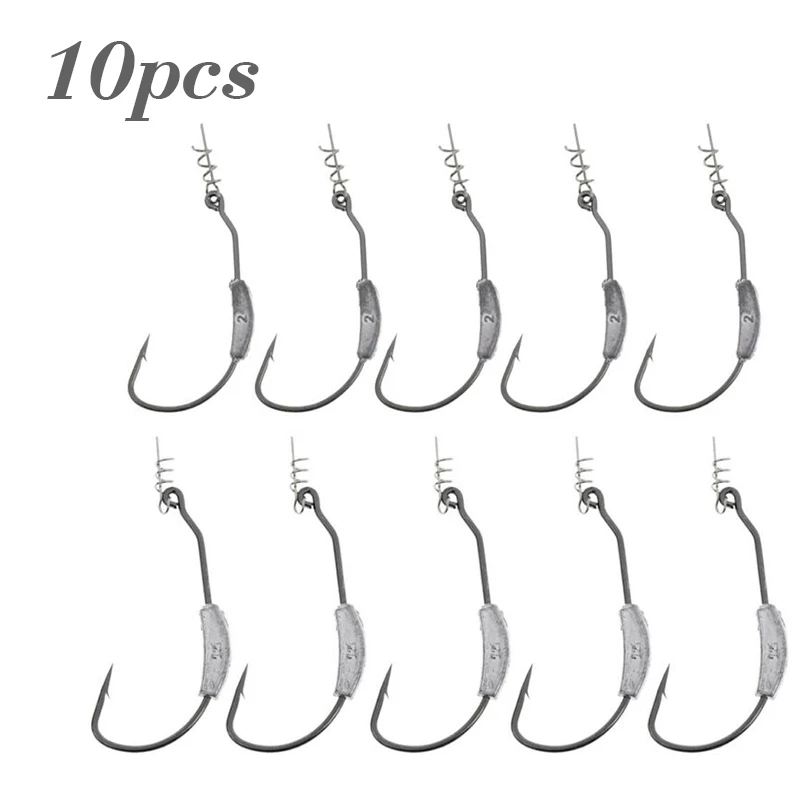 

Baits Fishing Hooks Tackle Replace Supplies 10Pcs Weedless Spring Lock
