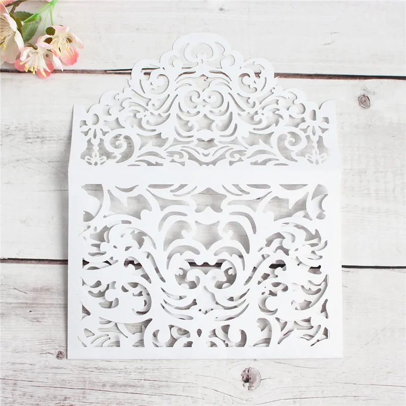 Винтажные приглашения свадебные белые розовые ажурные лазерные открытки