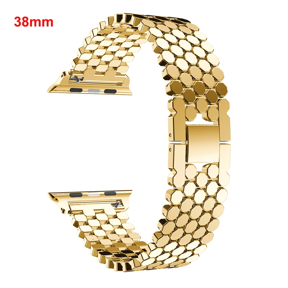 Ремешок для Apple Watch Band 38 мм 42 мм ремешок из нержавеющей стали сменные полосы для iWatch Series 1 2 3 4 браслет металлические звенья - Цвет: Gold 38mm