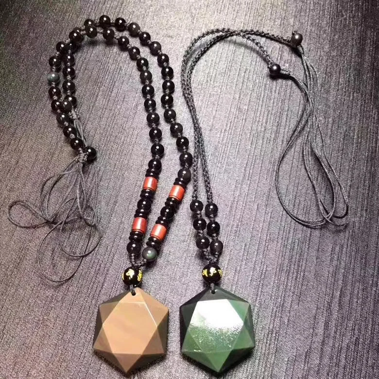 1 шт. Подвеска из натурального радужного обсидиана с шестиконечной звездой и