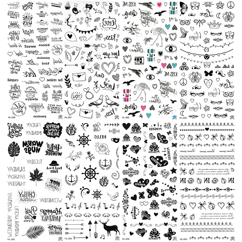 5 шт./лот стрелы поддельные тату Сердце Дети король водонепроницаемый письмо
