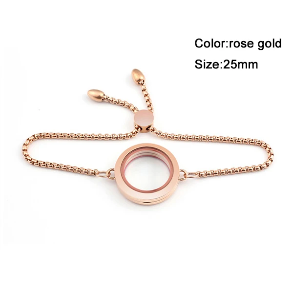 25mm rose gold URSJEWELRY с фокусным расстоянием 25 мм-30 мм браслет с медальоном 316L неоднородная Нержавеющая Сталь Подвески медальон прозрачный Стекло медальон с регулируемая цепь - Окраска металла: 25mm rose gold