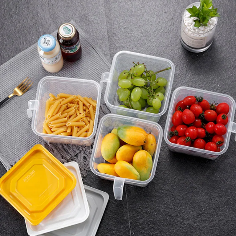 Refrigerator Organizer Bins Food Storage Container with Lid Handle Fresh-Keeping Case Reusable Fridge Crisper Clear Plastic Box | Дом и сад