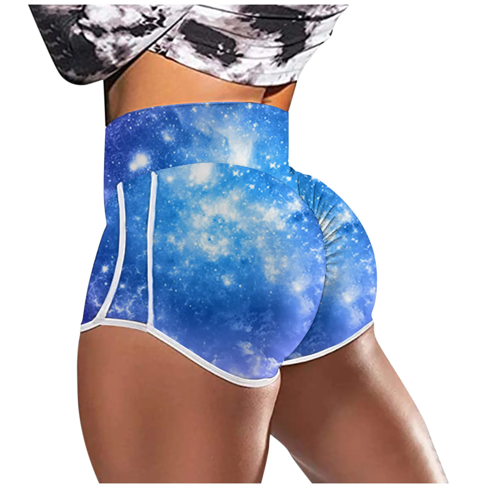 

3D Print Yoga Shorts High Waist Workout Shorts Booty Butt Lifting Sports Shorts Ruched Tummy Control Short Leggings Female #40
