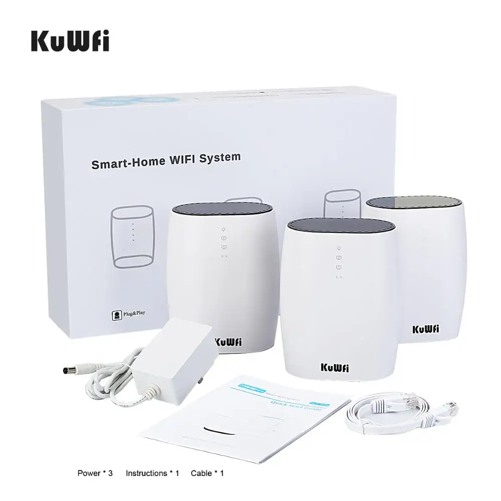 KuWFi 3 шт. сетчатый маршрутизатор Вся Домашняя сетка WiFi AC1200 2 4G/5 8 GHz беспроводной Wifi