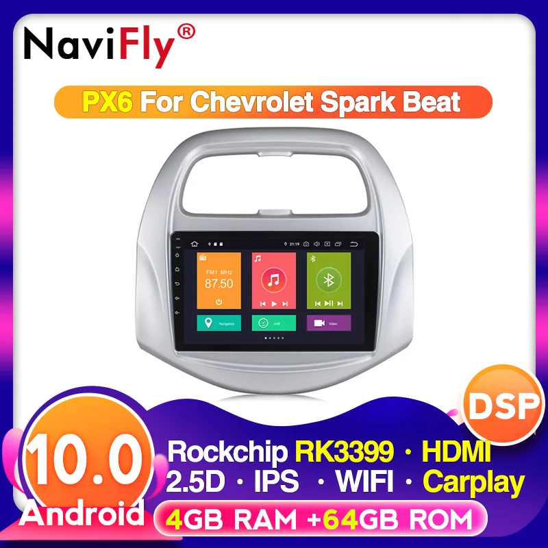 4G Android 10 + 64G Автомобильный мультимедийный плеер головное устройство для Chevrolet Spark