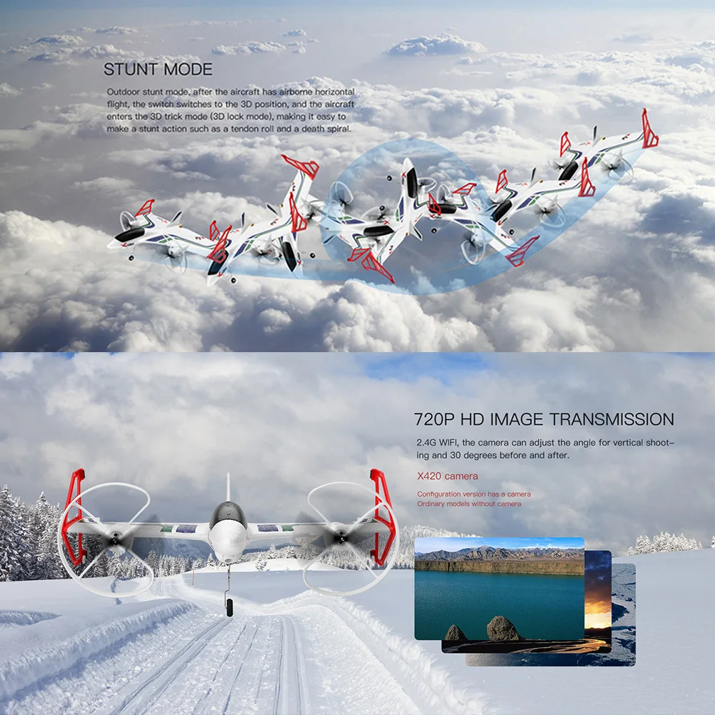 X420 Outdoor Drone FPV 3D Kids Aircraft 2.4G 6CH Transmitter Aerobatic Mini EPP RC Airplane Vertical Takeoff Landing Toys | Игрушки и