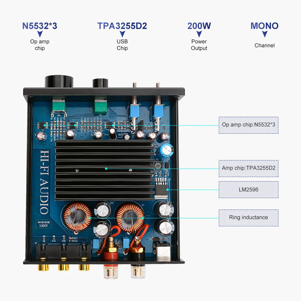 Усилитель AIYIMA tpa3255 d2 300 Вт Hi Fi моно канальный аудио усилитель мощности сабвуфер