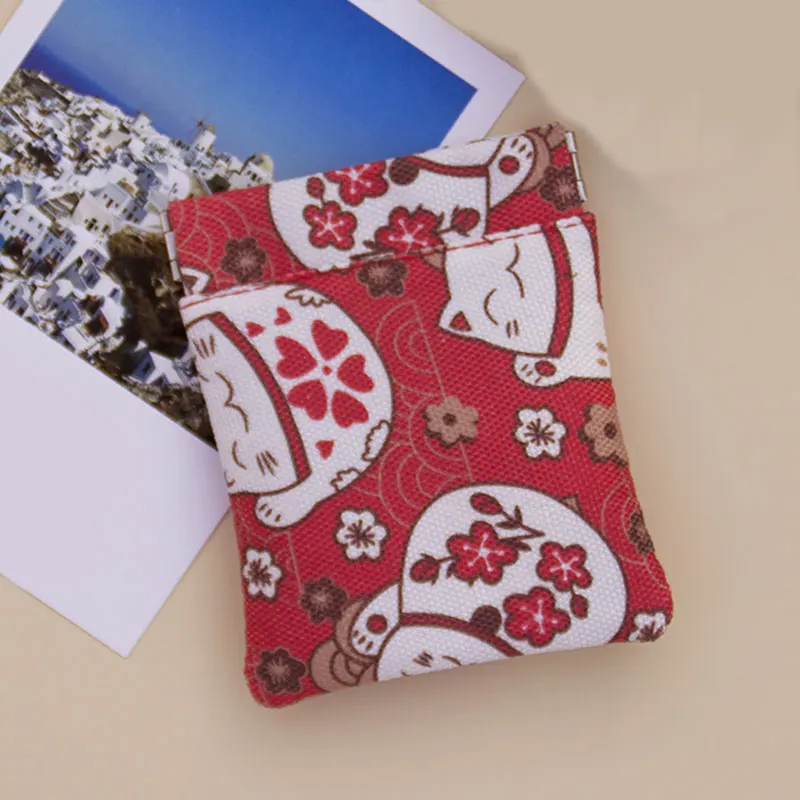 Карман для наушников кошелек монет чехол ключей девочек холст Lucky Cat Портативная