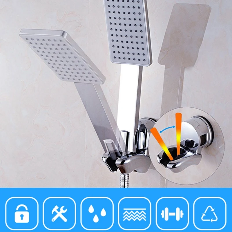 

Vacuum Suction Cup Shower Head Holder 2 Spray Angle Handheld Shower Head Bracket Wall Mount Holder with Reusable Adhesive Stick