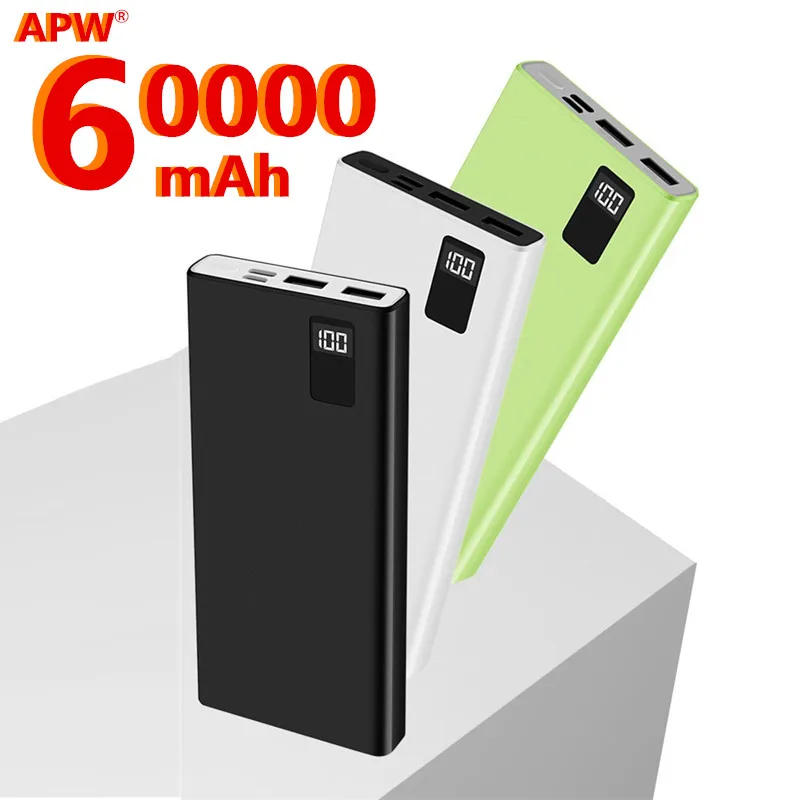 

Powerbank 60000mAh For IPhone 12Pro Xiaomi Huawei And Fast Charging Powerbank Portable Battery Charger PoverBank