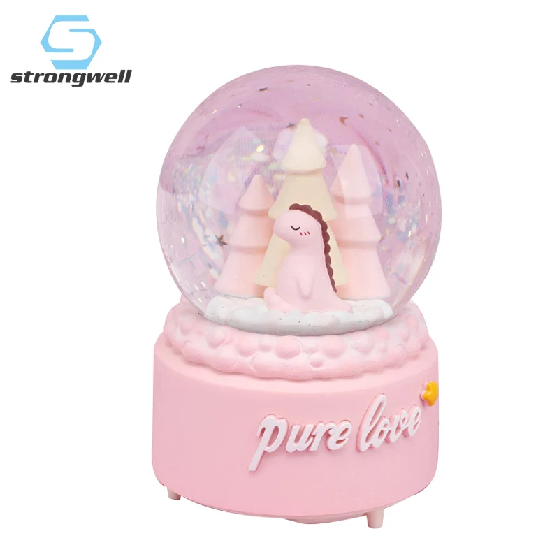 Strongwell милый симпатичный динозавр хрустальный шар снежный статуя Рождественская