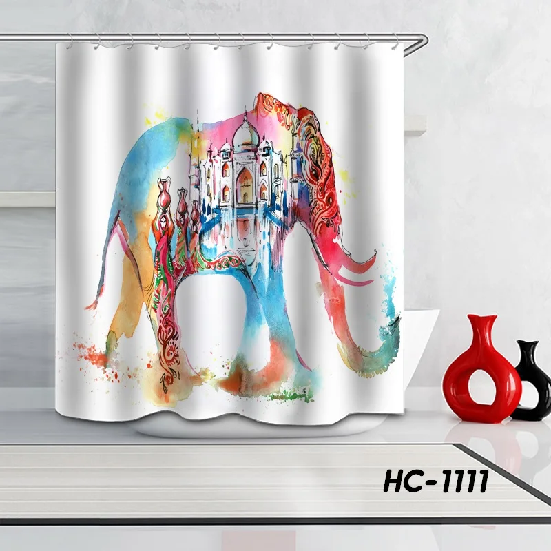 HC-1111 Новая занавеска для душа s слон серия занавеска для душа s полиэстер водонепроницаемый ванная комната занавеска для душа занавес комнаты перегородка - Цвет: HC-1111
