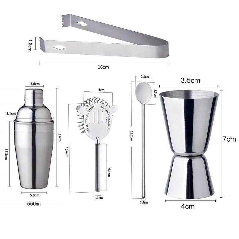 5 шт. коктейльный шейкер из нержавеющей стали миксер Бостонский для бостонских