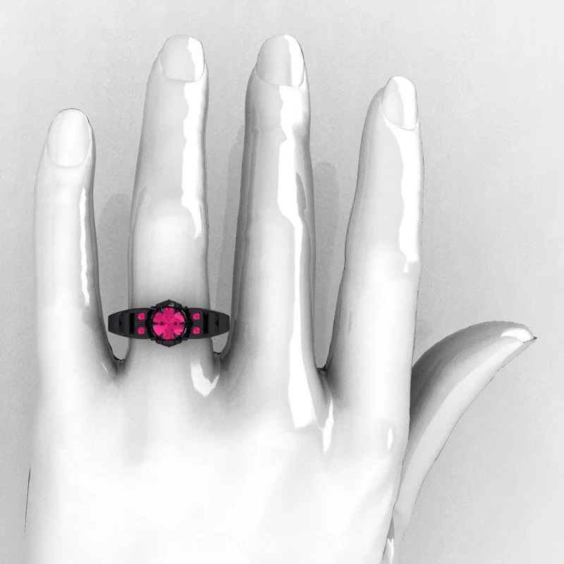 Женское Обручальное кольцо с черепом черное красное синее розовое кристаллами |