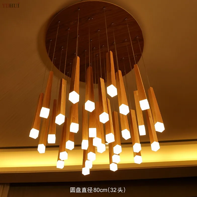 Подвесной светильник с деревянной палкой подвесной для кухни гостиной магазина