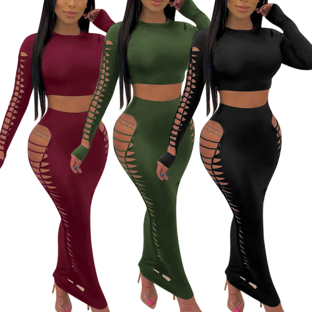 Модный комплект из 2 предметов женский укороченный топ с вырезом и юбка