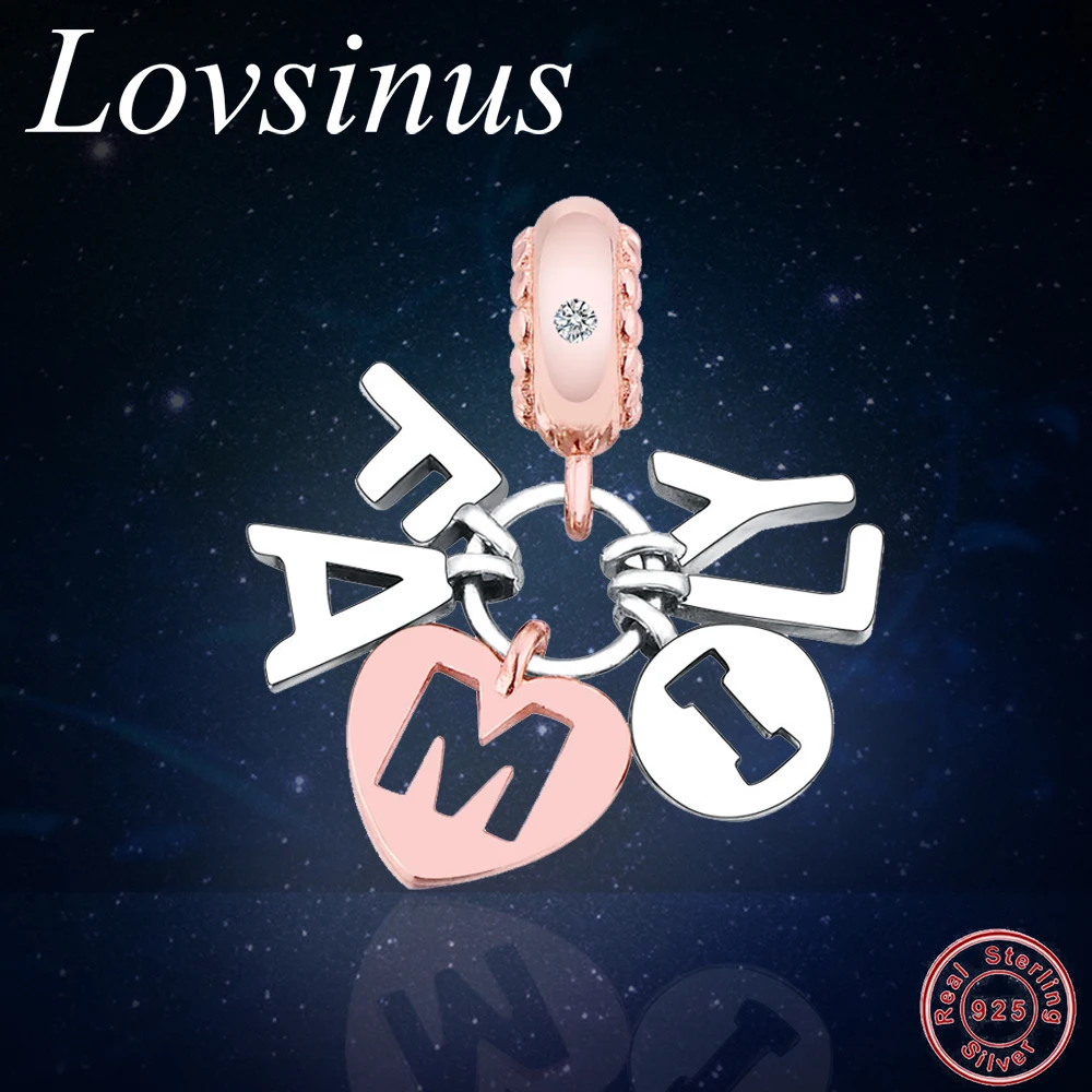 

Оригинальный Европейский очаровательный браслет, сделай сам, ювелирное изделие, настоящие 925 пробы, Серебряные буквы, Семейные Подвески из ...