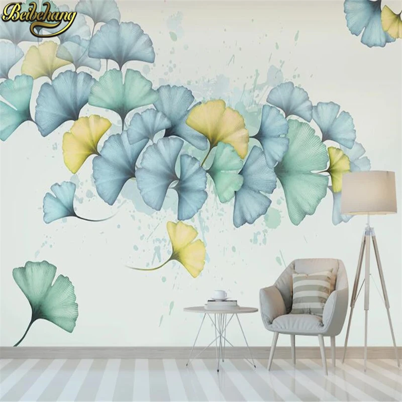 

Beibehang пользовательские акварельные листья гинкго Настенные обои домашний декор пейзаж 3D фото фрески обои для гостиной спальни