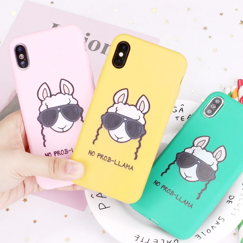 Для 11 Pro 8 8Plus X XR 7 7Plus XS Max 13 12 SE Милая лама Альпака мультяшная конфетная силиконовая
