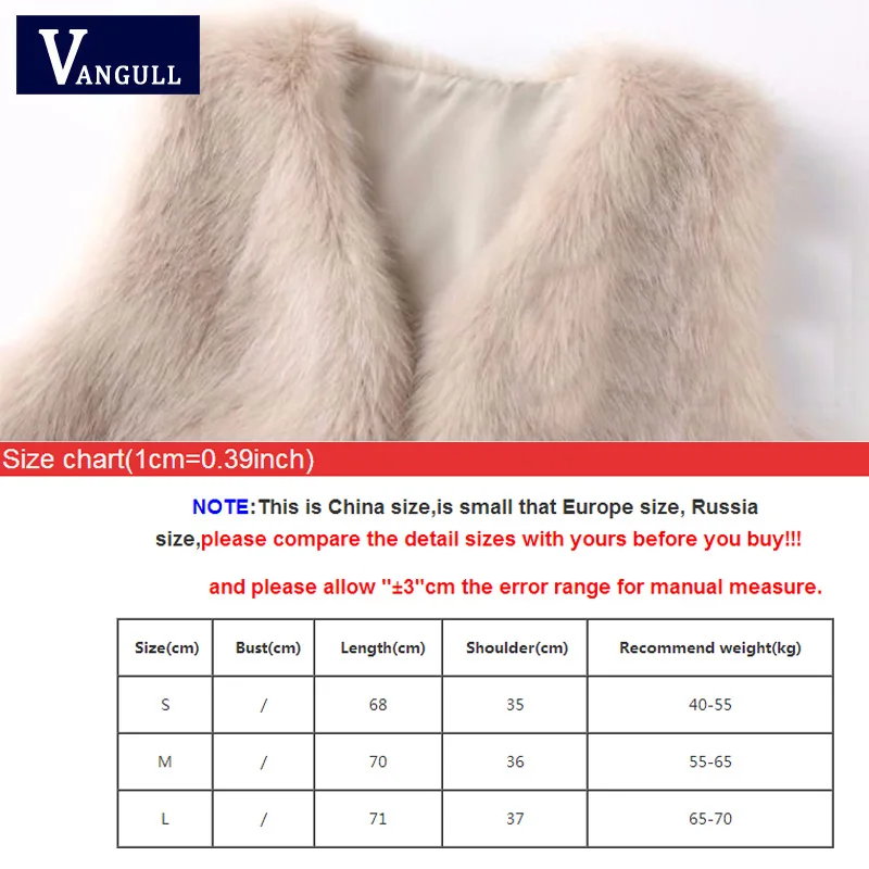 

Vangull Faux Fox Fur Vest Women Winter Fashion Medium Long Artificial Fox Fur Vests Woman Warm Fake Fox Fur Coats Female Ladies